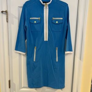 Ladies Size Small Boston Proper Vibrant Blue Garment With GOLD Accents GUC